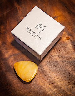 Rice yellow jade natural stone guitar pick – Moorland Distribution